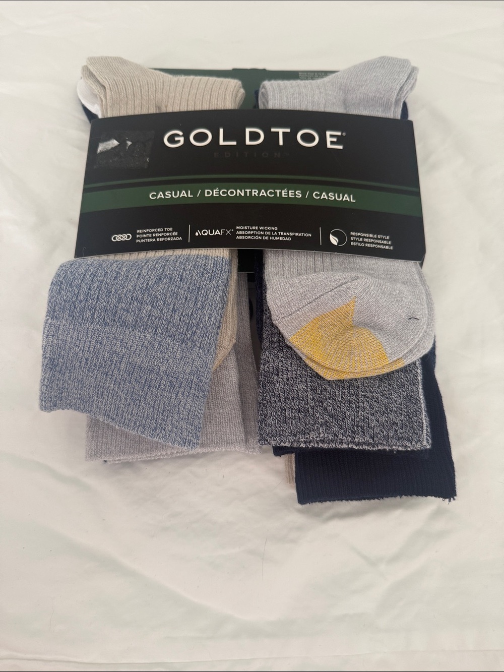 Gold Toe Men's Casual Sock 3-Pack — Light Blue, Gray, Navy